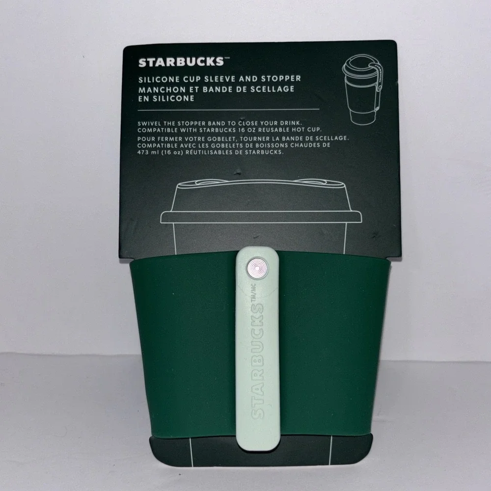 Starbucks Silicone Cup Sleeve With Stopper Reuseble Fits 16 oz Tumbler New